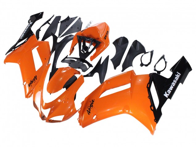 2007-2008 Kawasaki ZX6R Motorcycle Fairings - Orange Black Ninja Australia