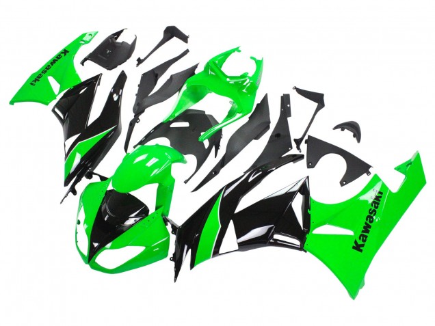2009-2012 Kawasaki ZX6R Motorcycle Fairings - Green Glossy Black Australia