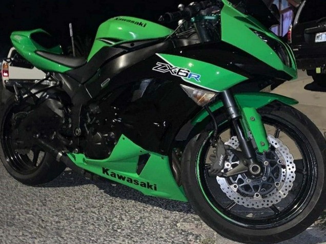 2009-2012 Kawasaki ZX6R Motorcycle Fairings - Green Glossy Black Australia