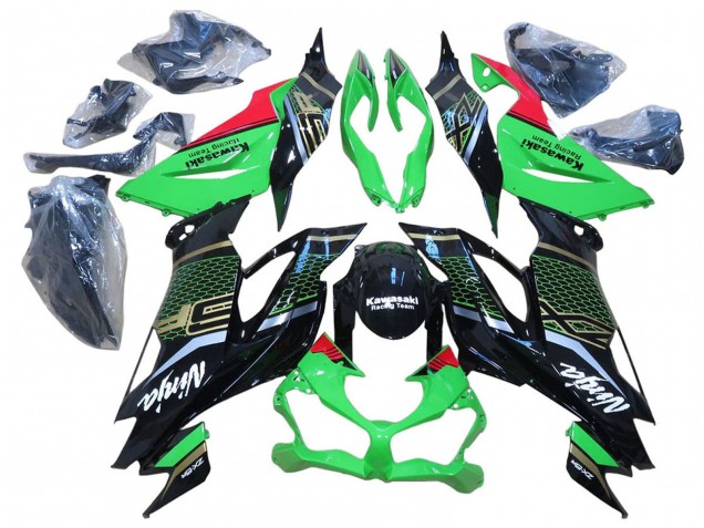2009-2012 Kawasaki ZX6R Motorcycle Fairings - Red Glossy Black Honeycomb Australia