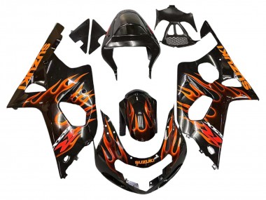 Affordable 2000-2002 Suzuki GSXR1000 Motorcycle Fairings - Glossy Black Orange Flame Australia