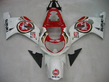 Affordable 2000-2002 Suzuki GSXR1000 Motorcycle Fairings - White Red Lucky Strike Australia