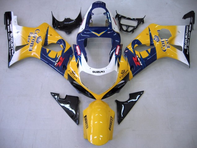 2000-2002 Suzuki GSXR1000 Motorcycle Fairings - Yellow Dark Blue White Motul Corona Australia