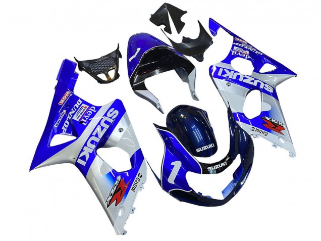2000-2002 Suzuki GSXR1000 Motorcycle Fairings - Blue White Silver Castrol Dunlop Australia