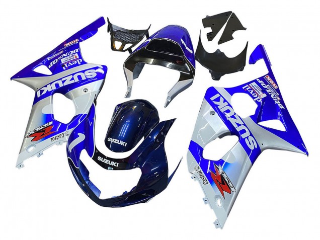 2000-2002 Suzuki GSXR1000 Motorcycle Fairings - Blue White Silver Castrol Dunlop Australia