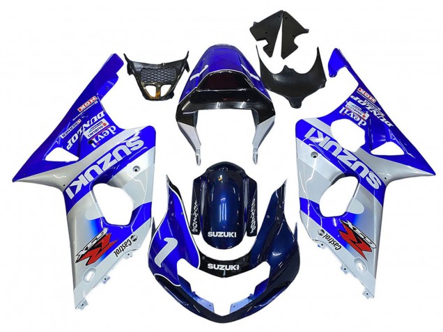 2000-2002 Suzuki GSXR1000 Motorcycle Fairings - Blue White Silver Castrol Dunlop Australia