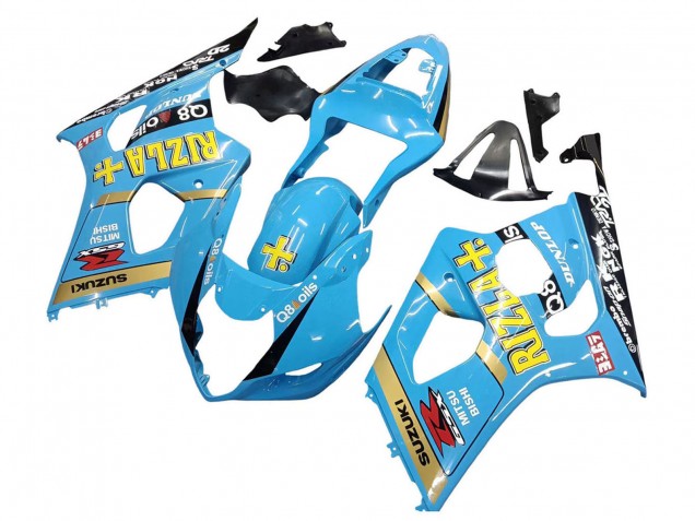 2003-2004 Suzuki GSXR 1000 Motorcycle Fairings - Light Blue Yellow Black Rizla Motul Australia