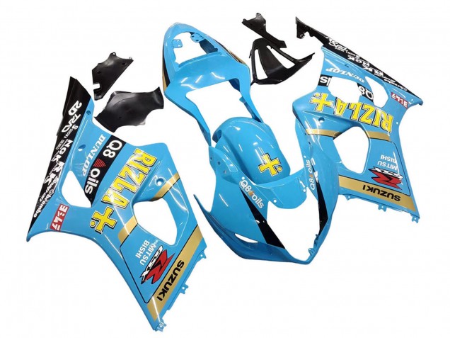 2003-2004 Suzuki GSXR 1000 Motorcycle Fairings - Light Blue Yellow Black Rizla Motul Australia