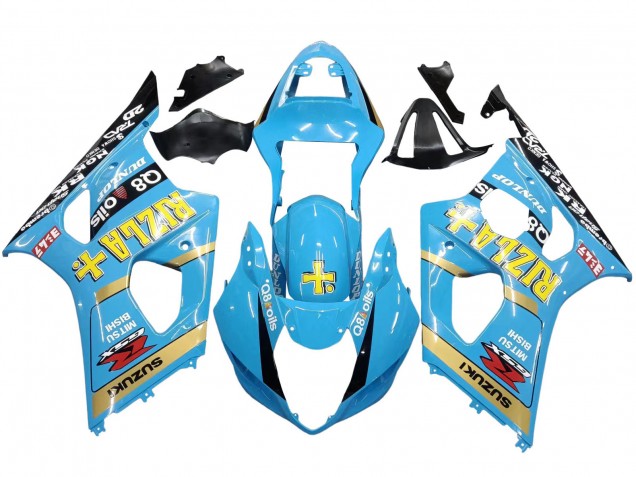 2003-2004 Suzuki GSXR 1000 Motorcycle Fairings - Light Blue Yellow Black Rizla Motul Australia