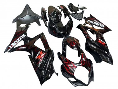 Affordable 2007-2008 Suzuki GSXR 1000 Motorcycle Fairings - Black Red Flame Australia