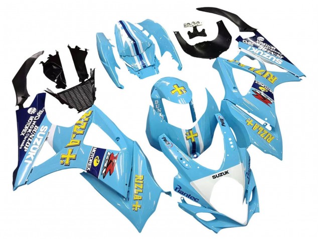2007-2008 Suzuki GSXR 1000 Motorcycle Fairings - Light Blue Yellow Black Motul Rizla Australia