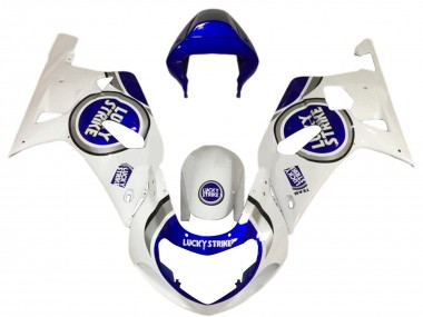 Affordable 2001-2003 Suzuki GSXR 600 / GSXR 750 Motorcycle Fairings - White Blue Lucky Strike Australia