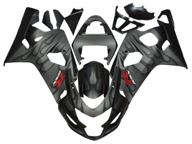 2004-2005 Suzuki GSXR 600 / GSXR 750 Motorcycle Fairings - Grey Black Flame Australia
