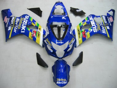 Affordable 2004-2005 Suzuki GSXR 600 / GSXR 750 Motorcycle Fairings - Blue White Yellow Green Telefonica Motul MoviStar Australia