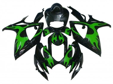 Affordable 2004-2005 Suzuki GSXR 600 / GSXR 750 Motorcycle Fairings - Glossy Black Green Flame Australia