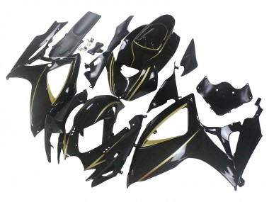 Affordable 2006-2007 Suzuki GSXR 600 / GSXR 750 Motorcycle Fairings - Glossy Black Gold Stripe Australia