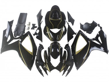 Affordable 2006-2007 Suzuki GSXR 600 / GSXR 750 Motorcycle Fairings - Glossy Black Gold Stripe Australia
