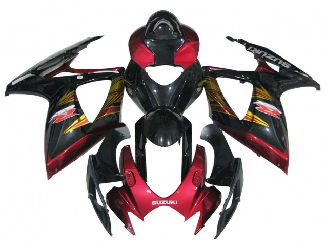 2006-2007 Suzuki GSXR 600 / GSXR 750 Motorcycle Fairing - Glossy Black Red Gold Australia