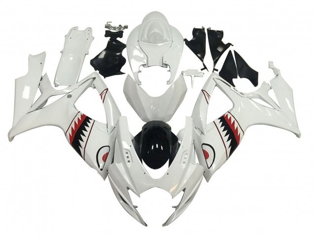 2006-2007 Suzuki GSXR 600 / GSXR 750 Motorcycle Fairings - White Red Black Shark Australia