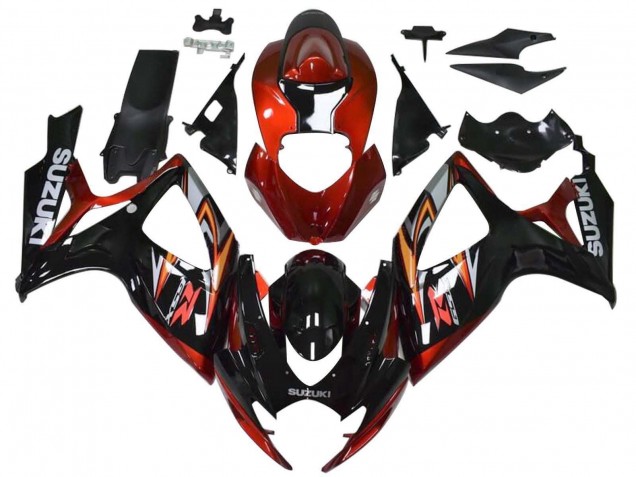 2006-2007 Suzuki GSXR 600 / GSXR 750 Motorcycle Fairings - Red Glossy Black Orange Australia