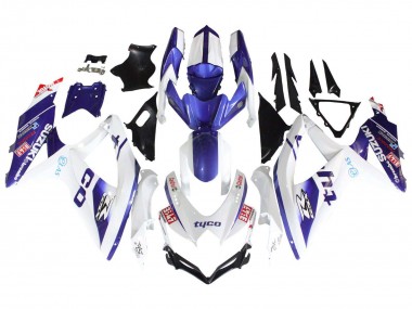 Affordable 2008-2010 Suzuki GSXR 600 / GSXR 750 Motorcycle Fairings - White Blue Black Tyco Australia