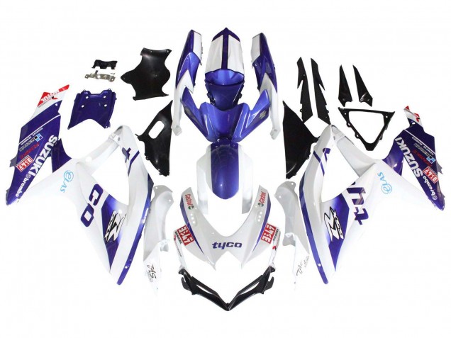 2008-2010 Suzuki GSXR 600 / GSXR 750 Motorcycle Fairings - White Blue Black Tyco Australia