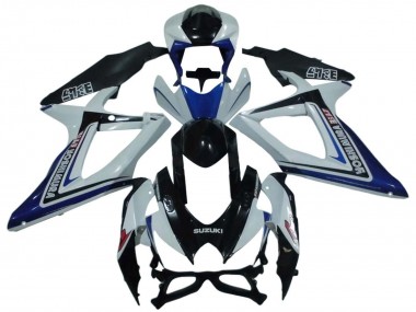 Affordable 2008-2010 Suzuki GSXR 600 / GSXR 750 Motorcycle Fairings - White Blue Glossy Black Alstare Australia
