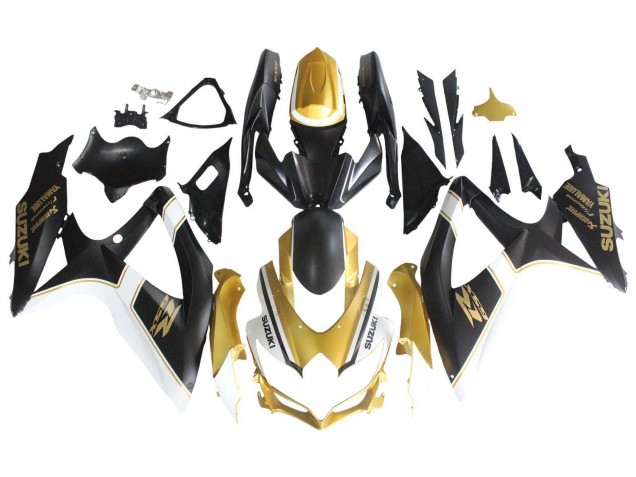 2008-2010 Suzuki GSXR 600 / GSXR 750 Motorcycle Fairings - Matte Black White Gold Australia