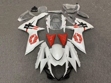 Affordable 2008-2010 Suzuki GSXR 600 / GSXR 750 Motorcycle Fairings - White Red Lipstick Australia