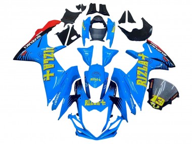Affordable 2011-2024 Suzuki GSXR 600 / GSXR 750 Motorcycle Fairings - Blue Gold Red Black Rizla Australia