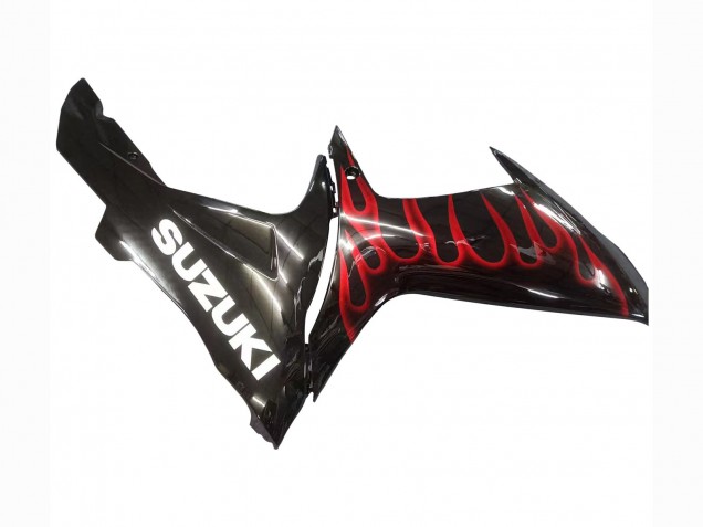 2011-2024 Suzuki GSXR 600 / GSXR 750 Motorcycle Fairings - Glossy Black Red Flame Australia