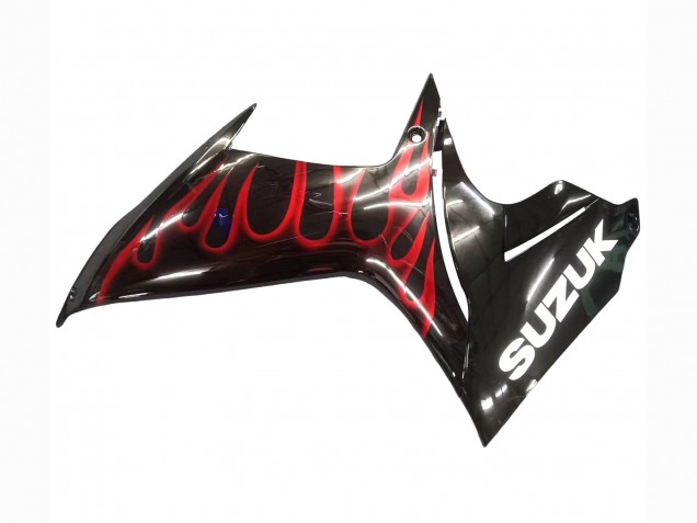2011-2024 Suzuki GSXR 600 / GSXR 750 Motorcycle Fairings - Glossy Black Red Flame Australia