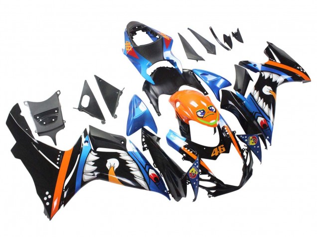 2011-2024 Suzuki GSXR 600 / GSXR 750 Motorcycle Fairings - Light Blue Orange Black White Shark 46 Australia