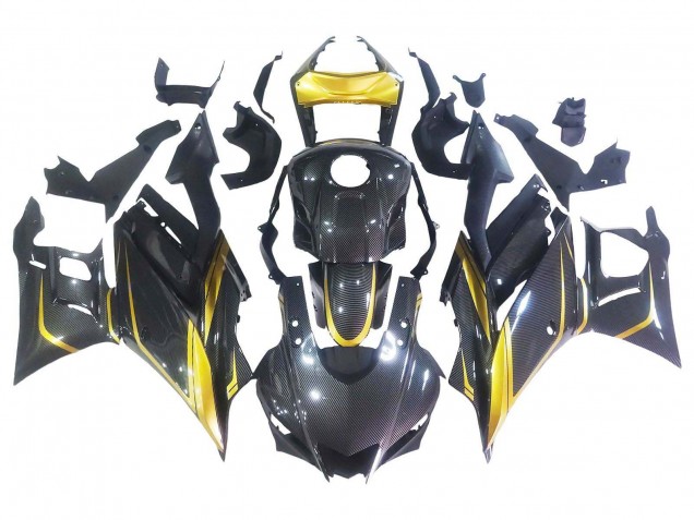 2019-2021 Yamaha YZF R3/R25 Motorcycle Fairings - Gold Black Carbon Fiber Australia