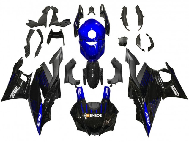 2019-2021 Yamaha YZF R3/R25 Motorcycle Fairings - Blue Black Carbon Fiber ENEOS Yamalube Australia