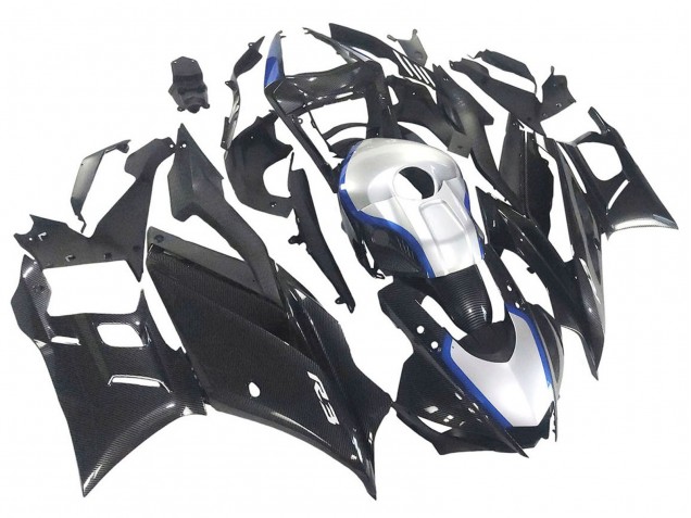 2022-2024 Yamaha YZF R3/R25 Motorcycle Fairings - Black Carbon Fiber Style Silver Blue Australia