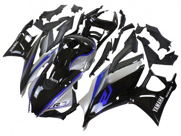2022-2024 Yamaha YZF R3/R25 Motorcycle Fairings - Silver Blue Glossy Black Australia