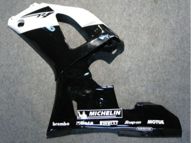 2000-2001 Yamaha YZF 1000 R1 Motorcycle Fairings - Glossy Black White Michelin Australia