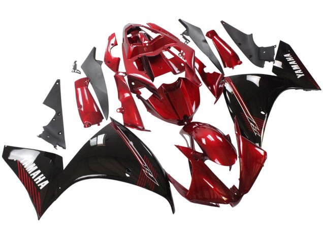 2012-2014 Yamaha YZF 1000 R1 Motorcycle Fairings - Red Glossy Black Australia