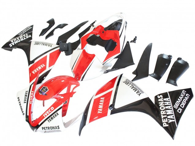 2012-2014 Yamaha YZF 1000 R1 Motorcycle Fairings - White Red Glossy Black Petronas Australia