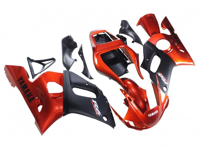 1998-2002 Yamaha YZF 600 R6 Motorcycle Fairings - Orange Matte Black Australia