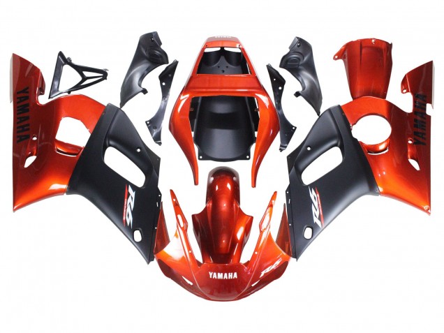 1998-2002 Yamaha YZF 600 R6 Motorcycle Fairings - Orange Matte Black Australia