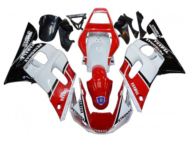 1998-2002 Yamaha YZF 600 R6 Motorcycle Fairings - White Red Black Petronas Yamalube 50th Australia