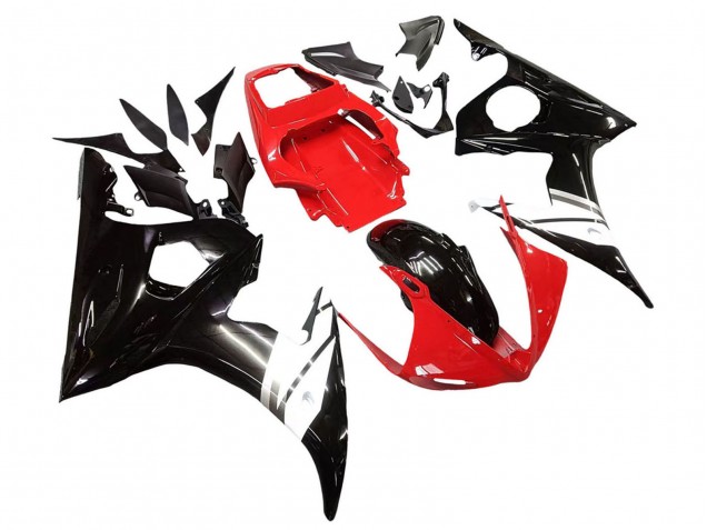 2003-2004 Yamaha YZF R6 Motorcycle Fairings - Red White Glossy Black Australia