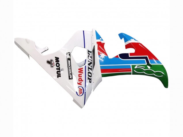 2003-2004 Yamaha YZF R6 Motorcycle Fairings - White Blue Green Red Kastinee Dunlop Motul Australia