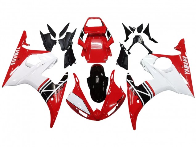 2003-2004 Yamaha YZF R6 Motorcycle Fairing - White Red Glossy Black Australia