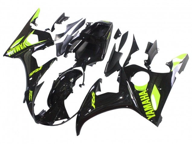 2003-2004 Yamaha YZF R6 Motorcycle Fairings - Glossy Black Neon Yellow Australia
