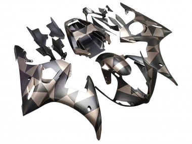 Affordable 2003-2004 Yamaha YZF R6 Motorcycle Fairings - Grey Matte Black Geometric Australia