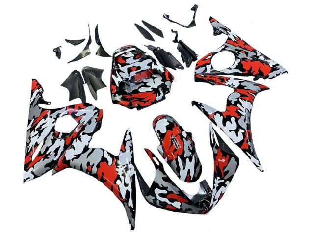 2003-2004 Yamaha YZF R6 Motorcycle Fairings - Black Red Grey Camouflage Australia