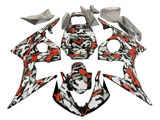 2003-2004 Yamaha YZF R6 Motorcycle Fairings - Black Red Grey Camouflage Australia